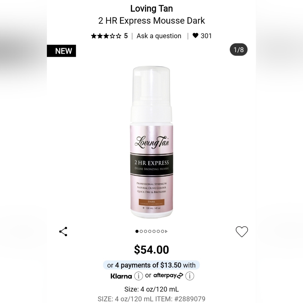 New 2 HR Express Mousse Dark Bronzer With Mitts